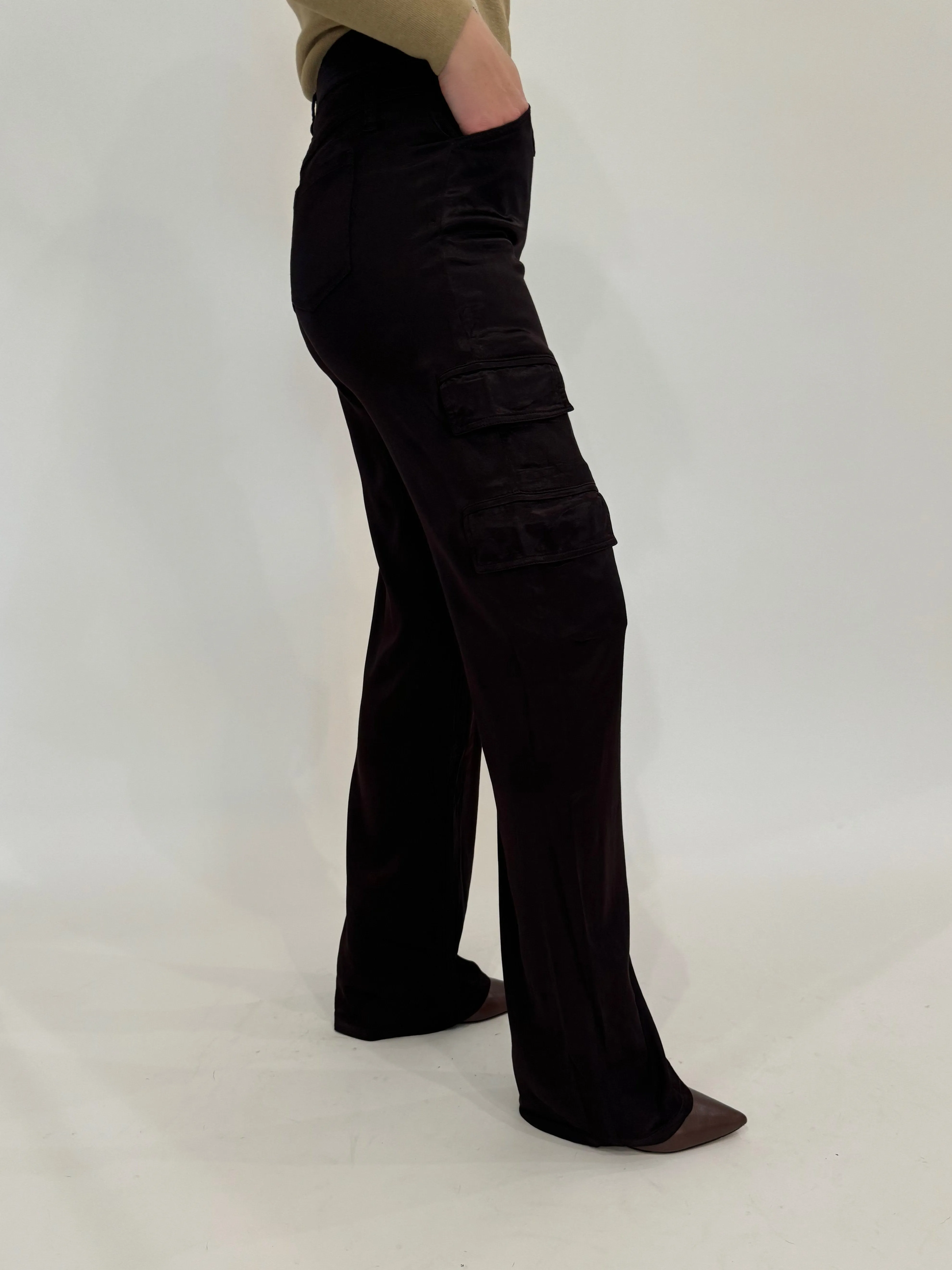 Zendaya Silky Cargo Pants - Dark Chocolate