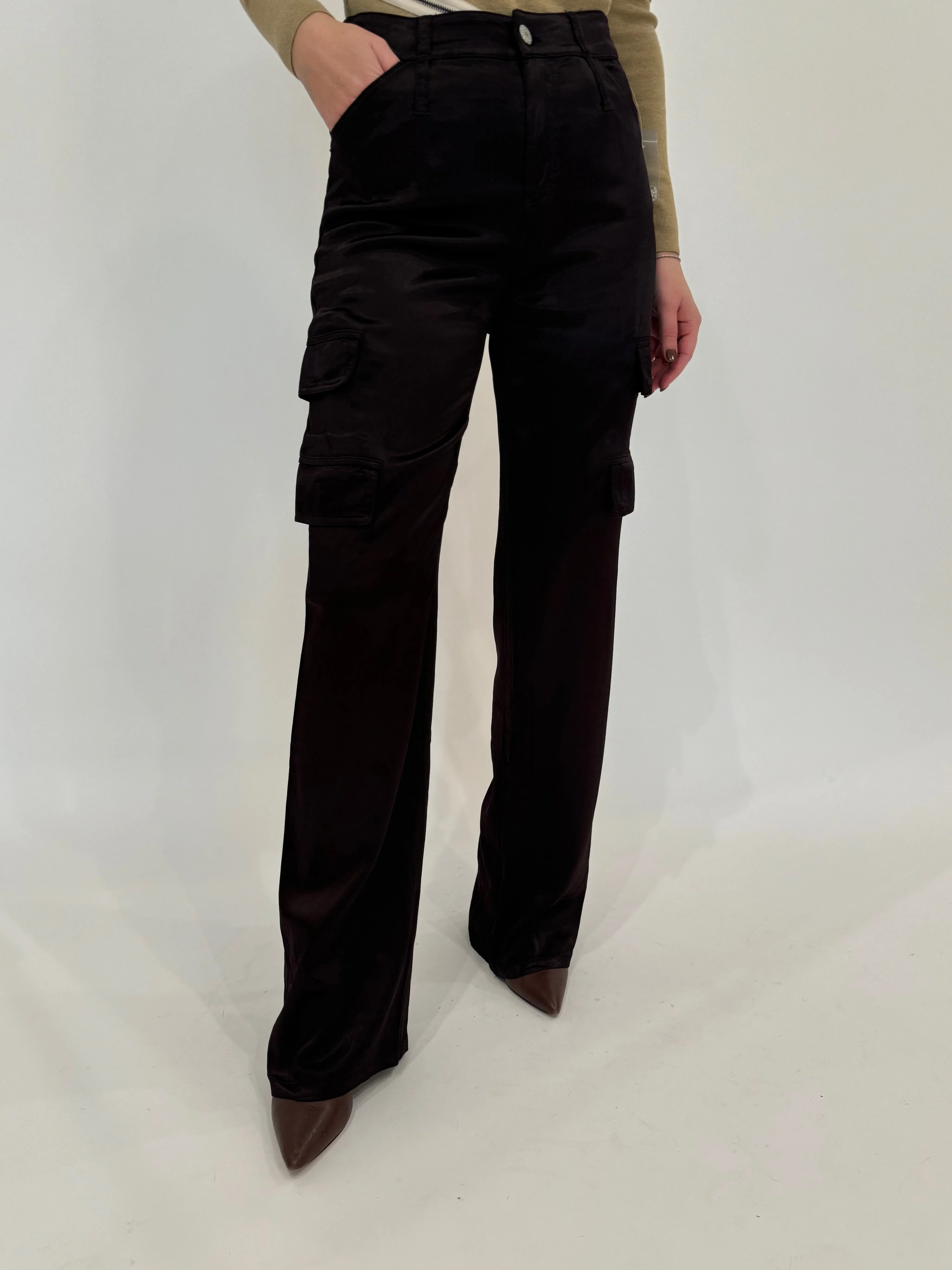 Zendaya Silky Cargo Pants - Dark Chocolate